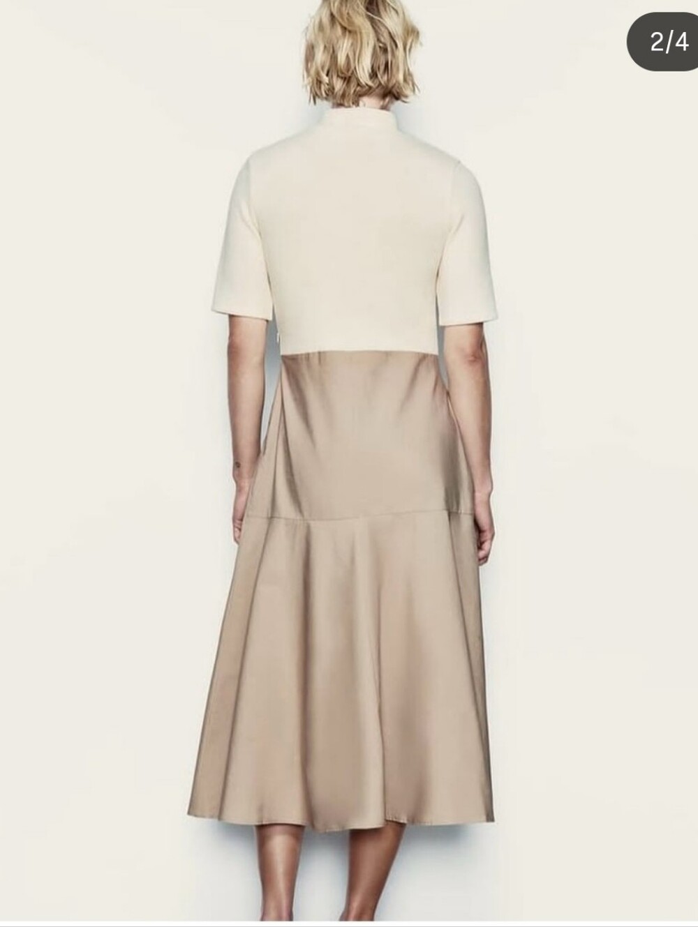 #16. Zara Knit Contrast Poplin Midi Dress - Picture 2 of 8